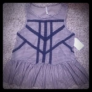 NWT Free People Lace and Stripe Peplum Blouse XS